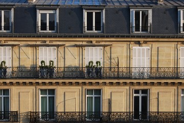 Typical Parisian French urban houses close up