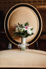 wedding bouquet on a Chair