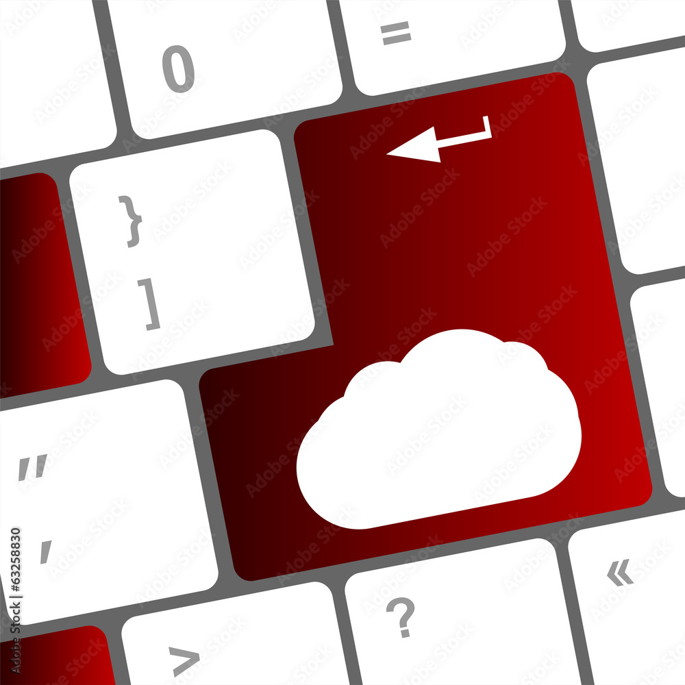 Poster cloud computing concept on computer keyboard