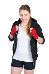 Junge lächelnde Boxerin