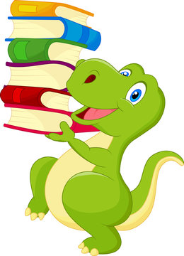 Cute dinosaur holding a book