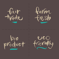 Hand written Vector Food Labels - Fair Farm Bio Eco