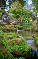 Fototapeta na wymiar garden waterfall
