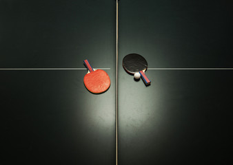 Table tennis table and ping pong paddles - 63261042