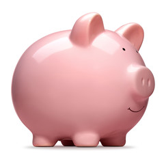 pink piggy bank isolated on white background