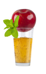 Glass of fresh apple juice with apple  