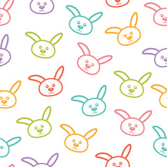 Seamless vector pattern with colorful bunnies.