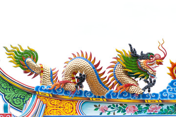 Fototapeta premium Golden dragon chinese art decorative in temple