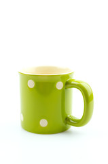 Green mug isolated white background