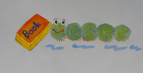 book worm made from painting water color