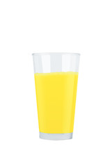 Glass of fresh lemon juice on white background 
