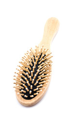 Wood comb isolated white background