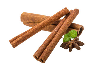 Cinnamon with mint leaf and star-anise