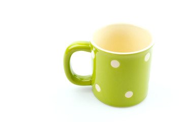 Green mug isolated white background