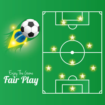 Soccer Of Brazil Abstract Illustration Editable