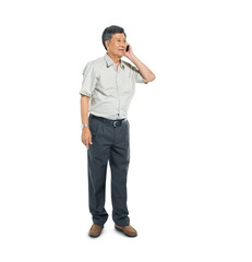 Fototapeta premium Smart Casual Mature Man Using Mobile Phone