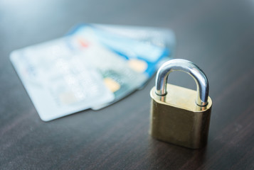 Credit cards and lock, business security