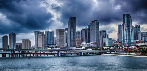 Miami city skyline panorama with urban skyscrapers
