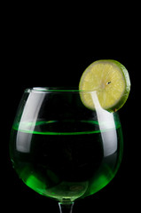 lemon drink in a wine glass