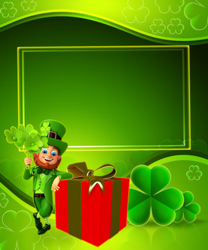 Leprechaun for patrick's day with gift box