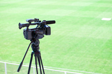 TV video camera at the soccer (football).