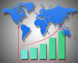 world map and up graph