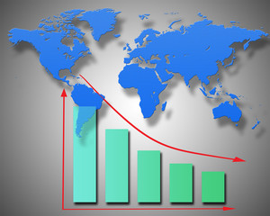 world map and down graph