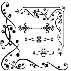 Set of graphic border elements for design, vector illustration