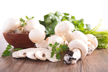Fototapeta premium raw mushroom and parsley
