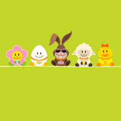 Easter Rabbit Sun Glasses & Friends Easter Card Green