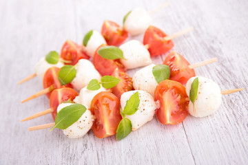 mozzarella cheese with basil and tomato
