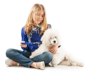 Girl with white dog