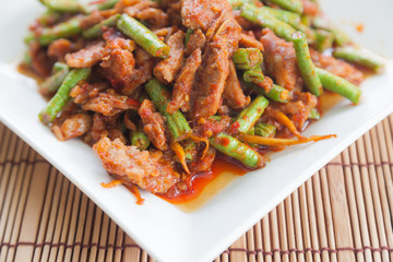 thai food,Pork fried lentils