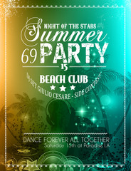 Summer Party Flyer for Music Club events - obrazy, fototapety, plakaty