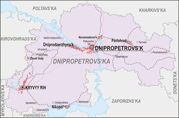 Obraz premium Map of Dnipropetrovsk Oblast