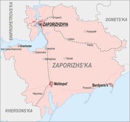 Obraz premium Map of Zaporizhia Oblast