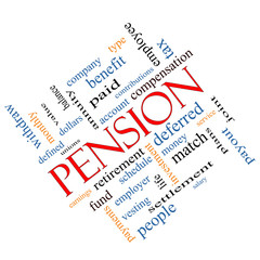 Pension Word Cloud Concept Angled