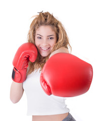 Kickboxing girl exercise in studio