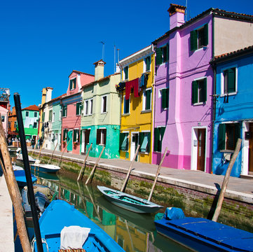 main canal in Burano Venice Italy