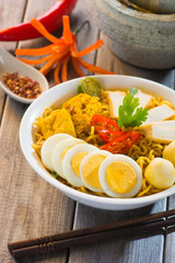 thai curry noodles with background