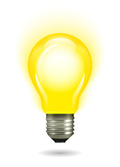 Glowing yellow light bulb as inspiration concept
