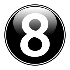 Black number eight button