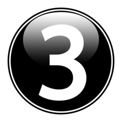 Black number three button