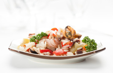 Rice with Seafood and vegetables
