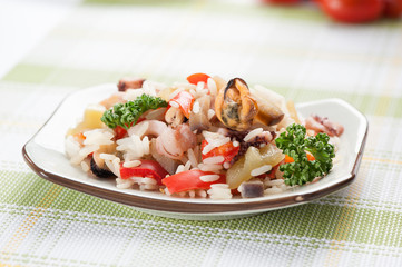 Rice with Seafood and vegetables