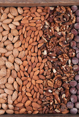 Background of different varieties of nuts