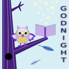 Naklejka premium Cartolina della buonanotte con gufo