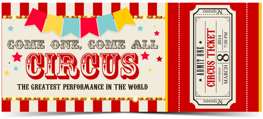 Circus ticket - obrazy, fototapety, plakaty