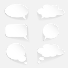 White speech thought bubble set, 3d design, vector elements