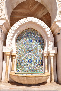 Detail of Gates of the The Hassan II Mosque, located in Casablan